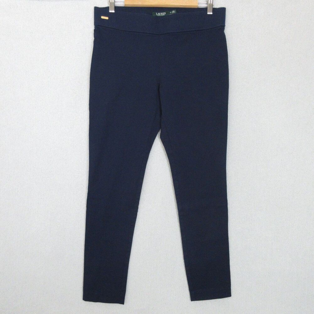 Ralph Lauren LRL Pants Womens 12 Navy Stretch‎ Pull On Slim Leg Elastic Waist